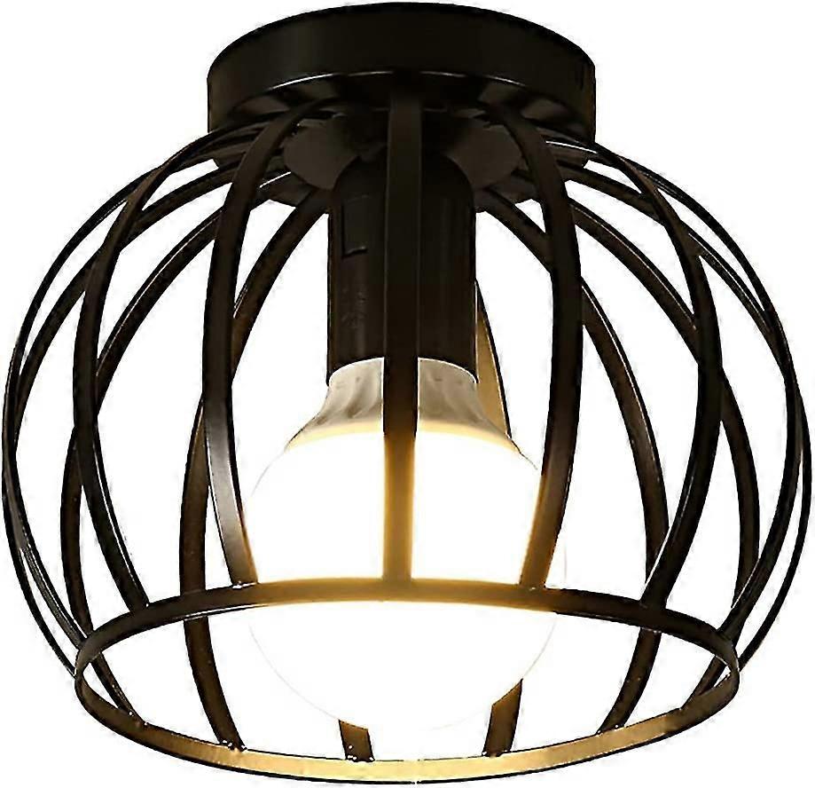 خمر ضوء السقف ، أسود شبه تدفق جبل ضوء السقف ، قفص معدني سقف مصباح الظل مع E27 قوس لغرفة المعيشة مطبخ غرفة نوم الردهة Co