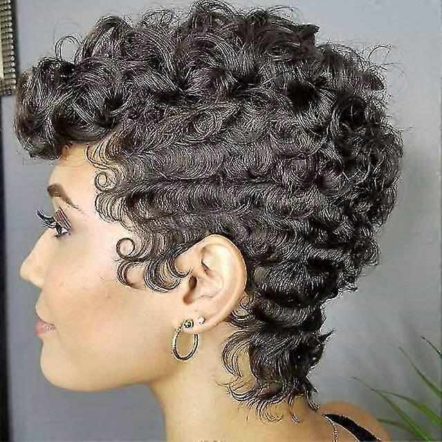 Ladies Black Small Curly Short Wig