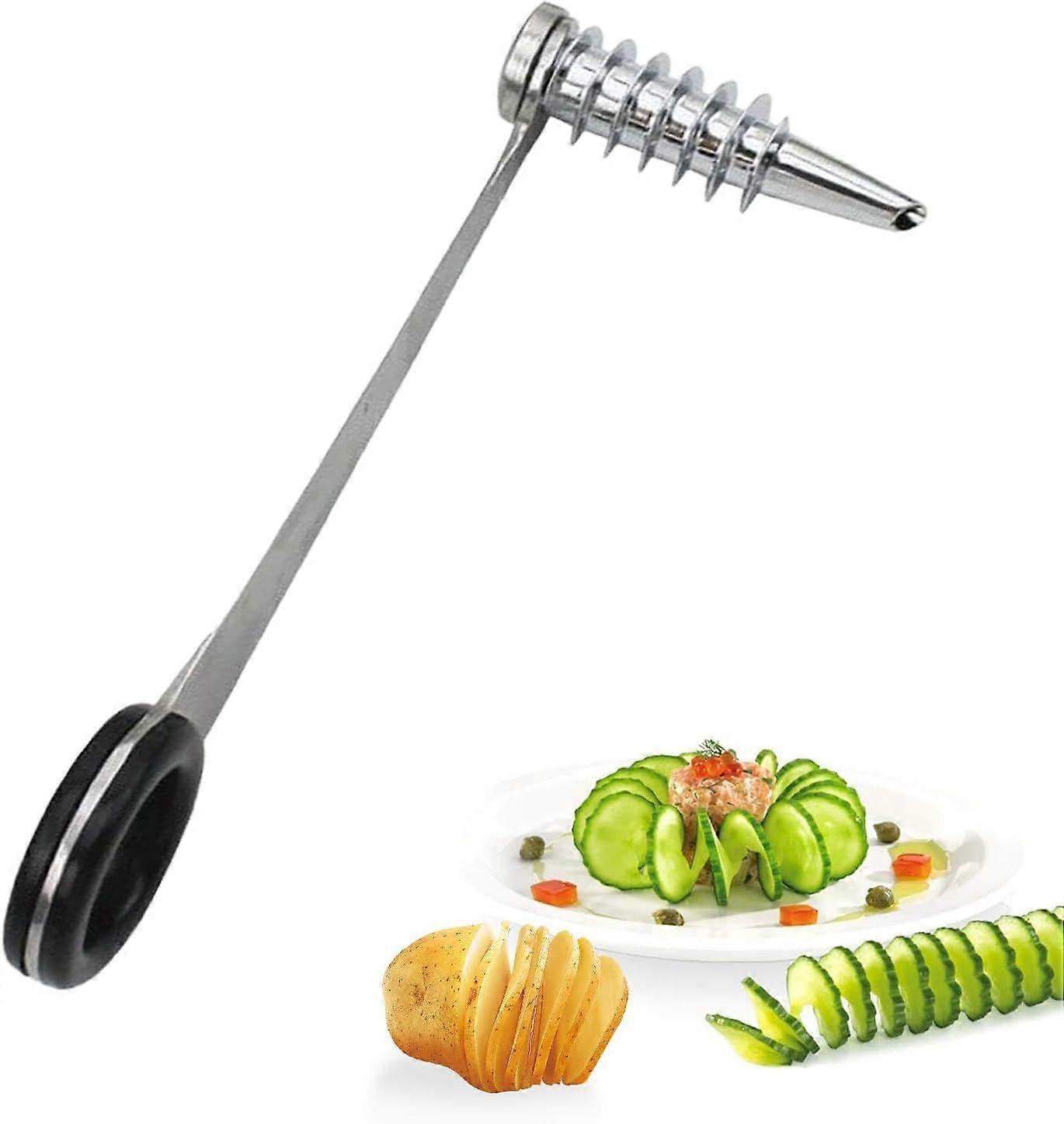 Piranha Spiral Cutter for Potatoes, Stainless Steel Spiral Cutter for Veggies, Cucumber and Carrot, Kitchen Spirals Cutters Gadgets