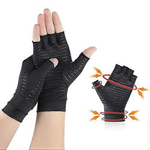 Copper Fiber Compression Arthritis Gloves, Fingerless Gloves Copper High Infused Compression Gloves for Carpal Tunnel