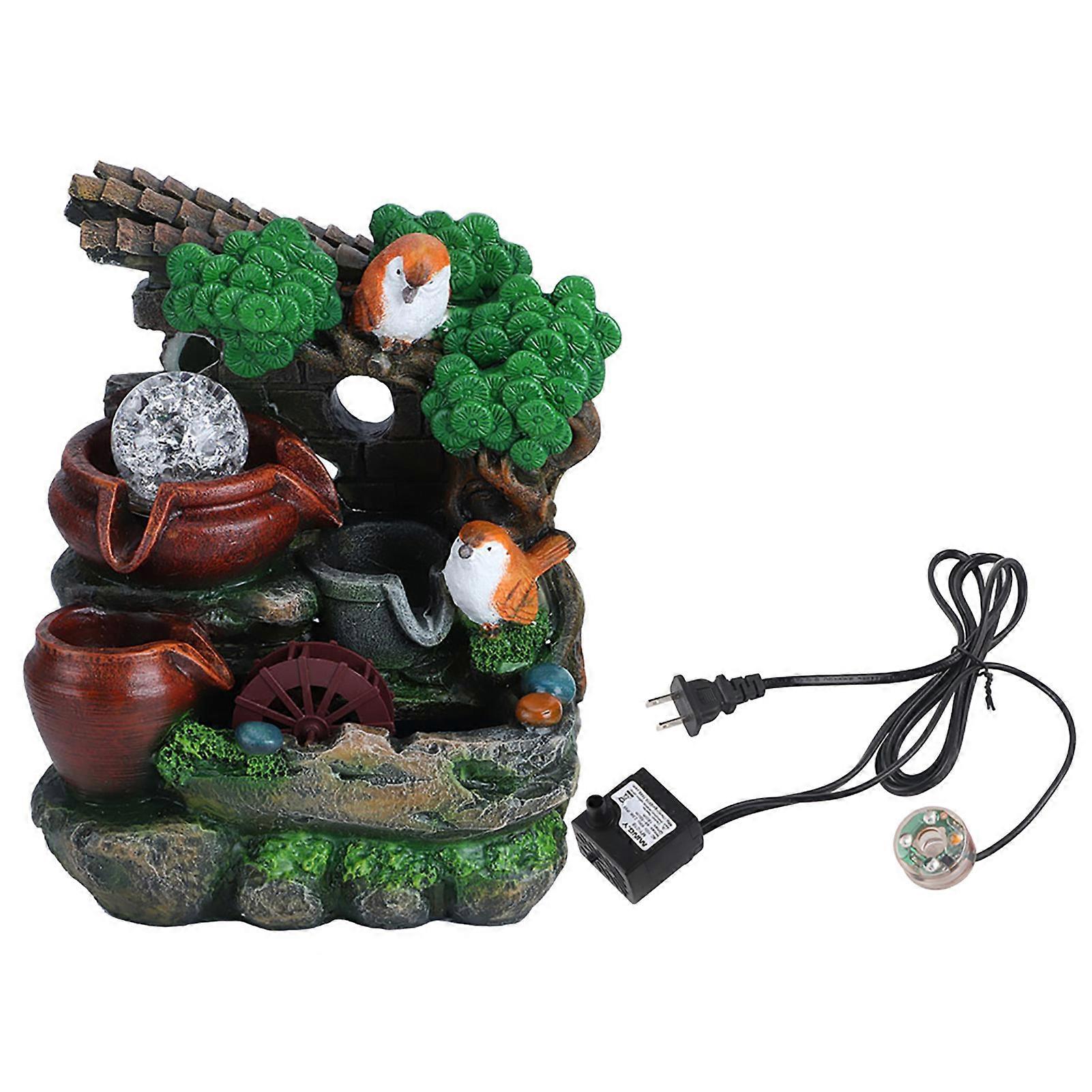 Distinctive Home Desktop Fountain Ornament Simulate Rockery Table Decoration with Light