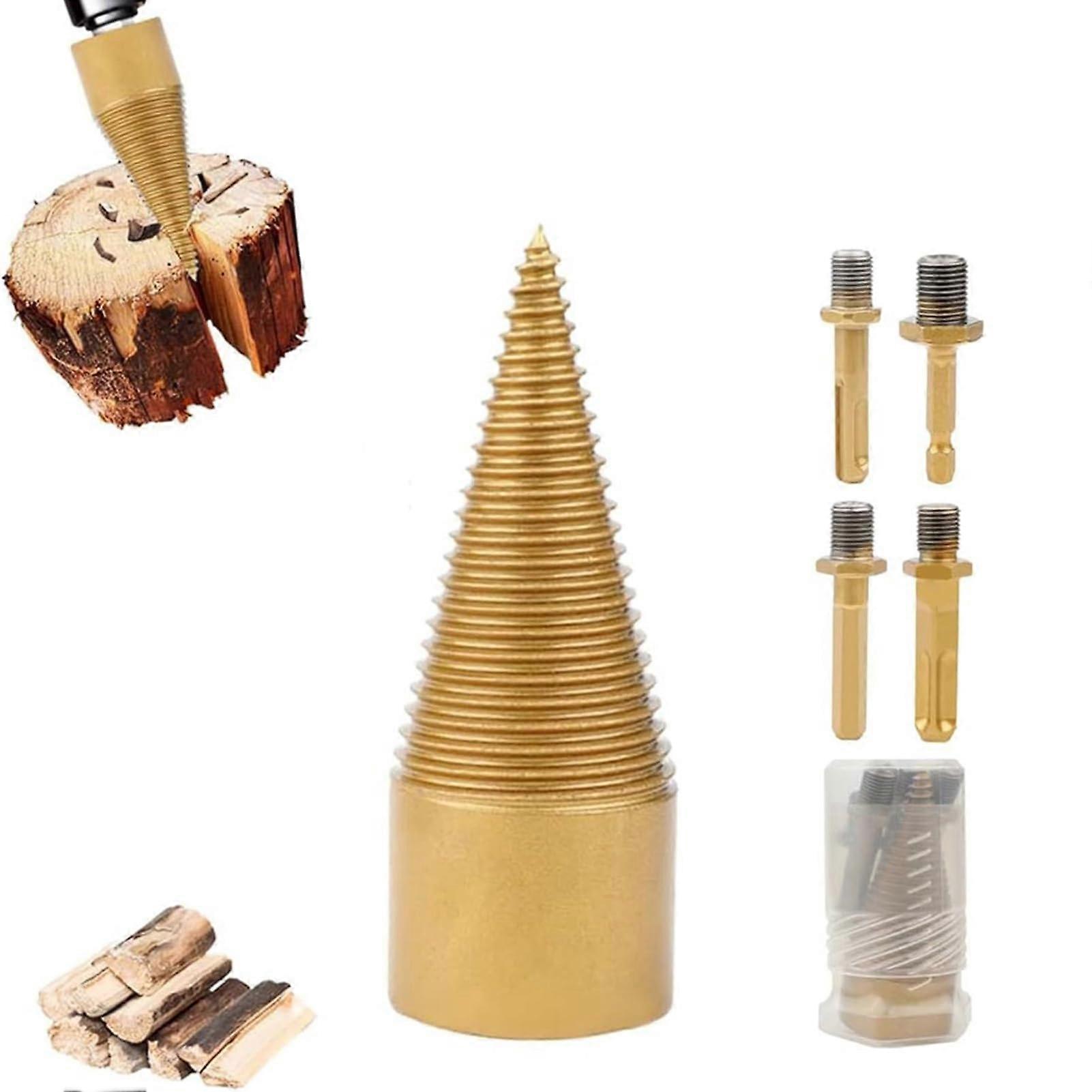 Firewood Drill Bit Set With Four Handles 32mm Wood Log Splitter And Wood Splitter Drill Bit For Home Projects And Farm Work