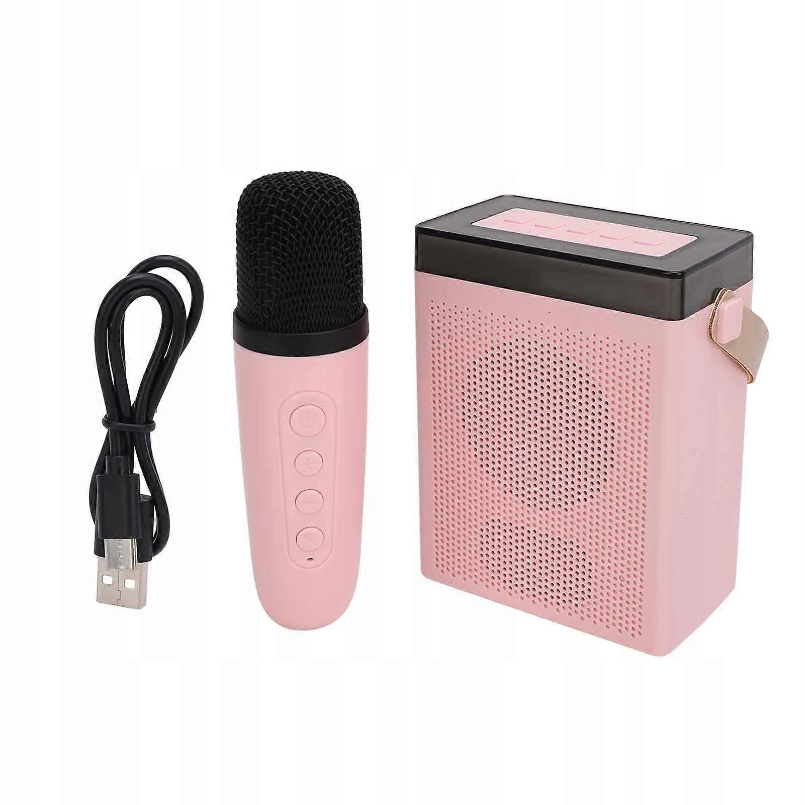 Mini Karaoke Set Wireless Bluetooth Speaker + Microphone Pink