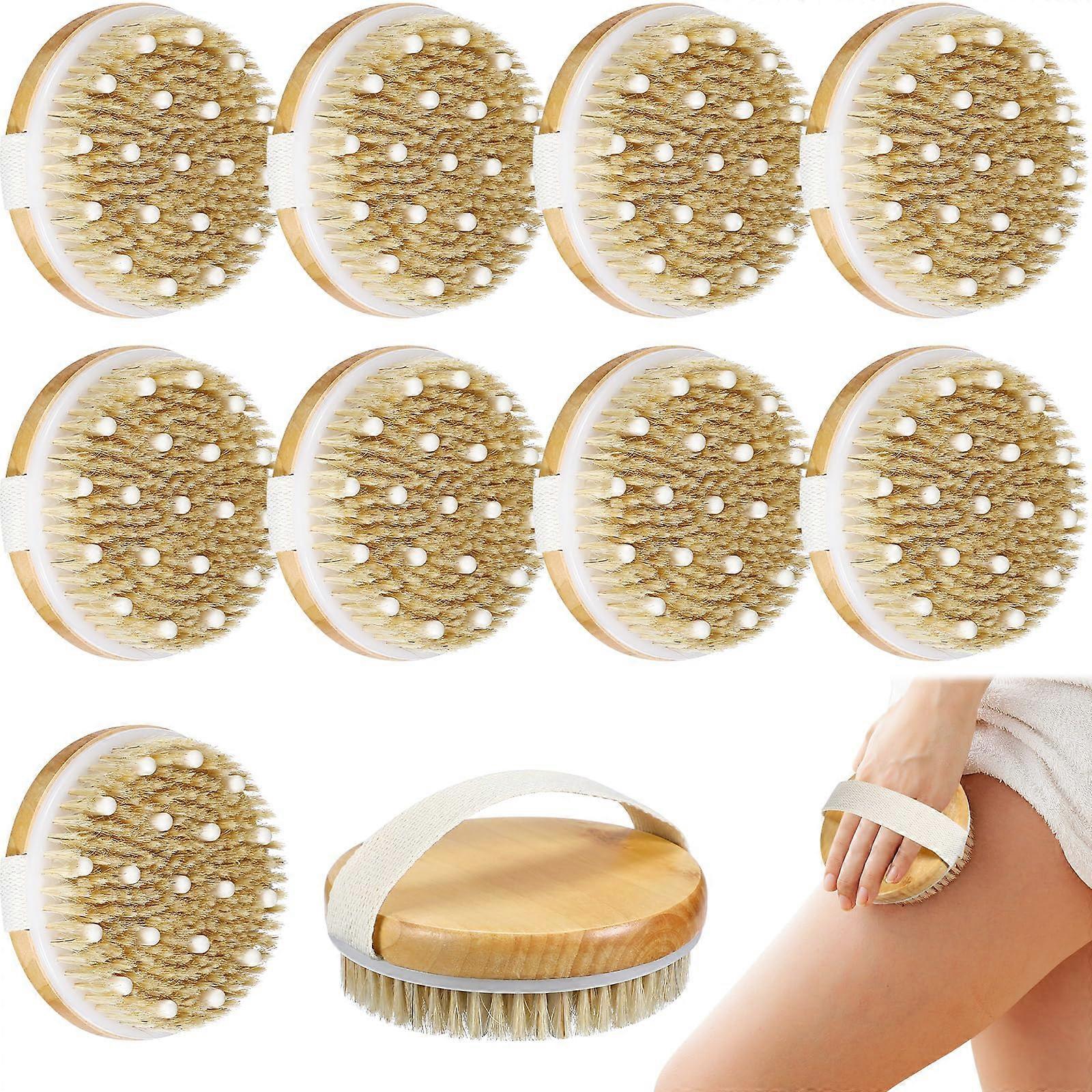 10 Pcs Dry Brushing Body Brush with Massage Nodule for Shower Bath Back Circulation