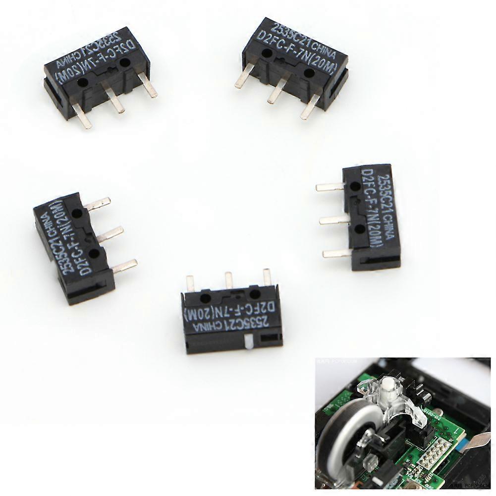5Pcs 20M Micro Switch D2FC-F-7N For Mouse Replacement Substitute Tested Multicolor