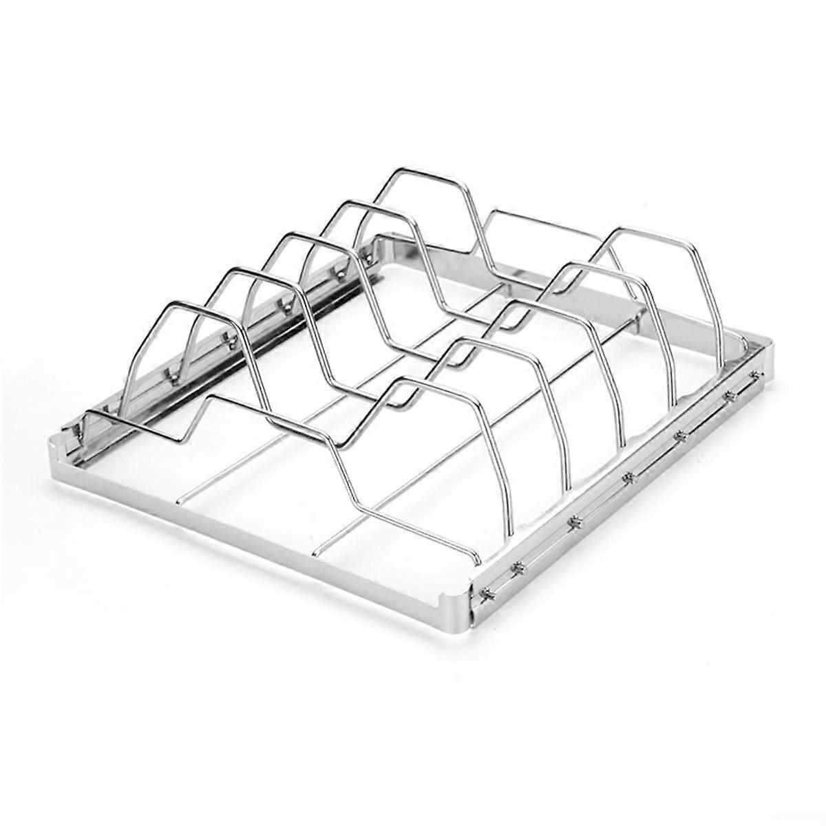 Stainless Steel Rib Rack For Grilling With Foldable Design And Five Slots For Space-Saving And Easy Cooking