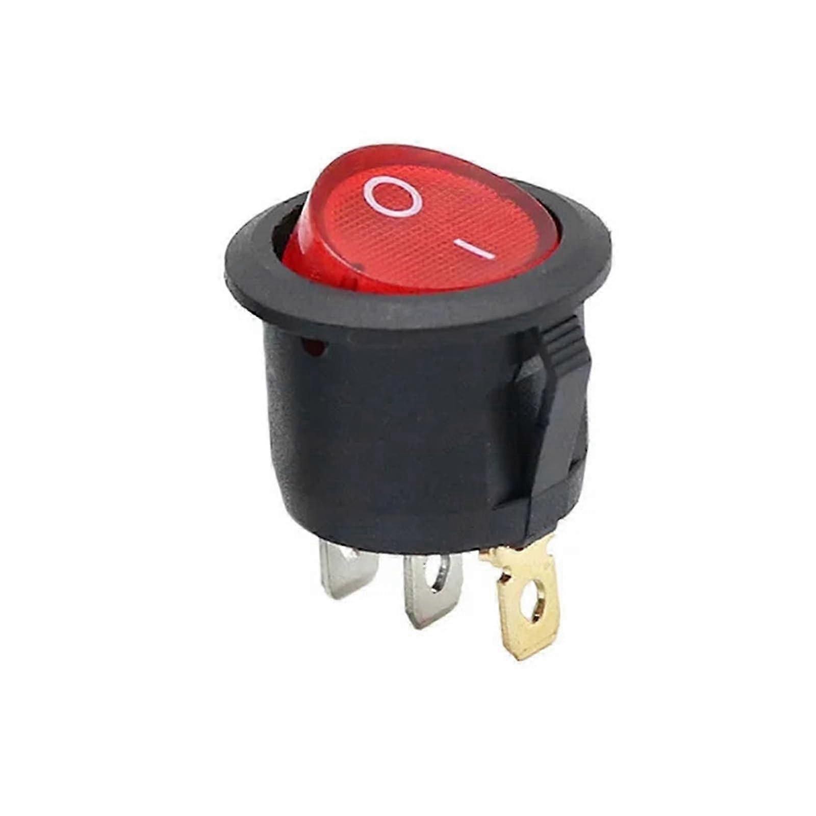KCD1 3 Pin On/Off Auto 220V/12V Red Round Rocker Point Boat LED Light Toggle Switch SPST Light Switch (2pcs Round, 12V) 2025