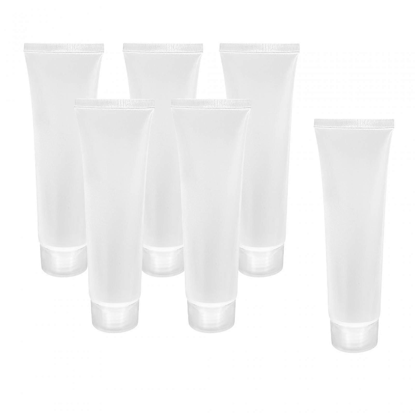 Set of 6 Empty Makeup Sample Tubes, Soft Containers for Cosmetics, Refillable Clear Cosmetic Storage Bottles