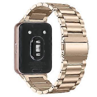 Compatible For Samsung Galaxy Fit3 SM-R390 Stainless Steel 3 Beads Wrist Band Replacement Smartwatch Strap