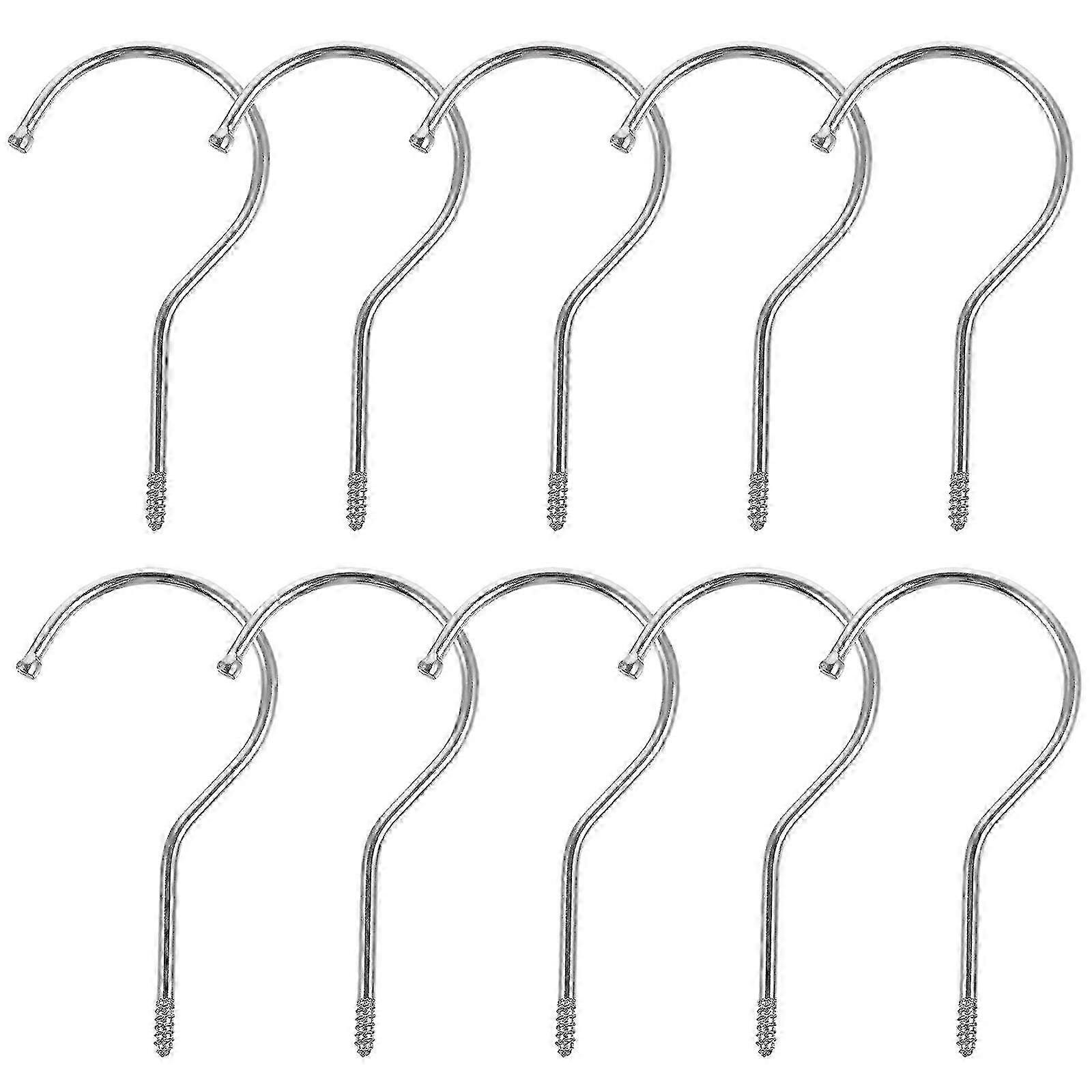 10 Pack of Robust Screw-On Hooks for Home Clothing Storage
