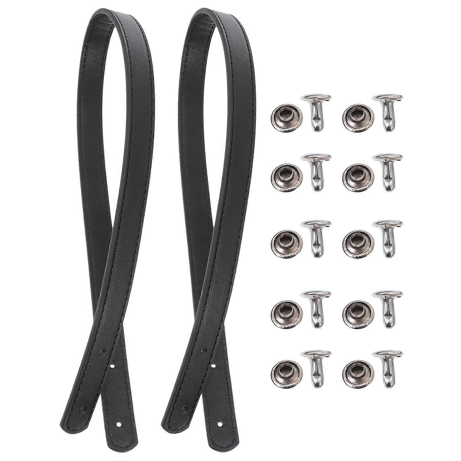 Sangle de sac à main en PU noir avec rivets pour le remplacement du sac Polyvalent et durable 2 ensemble