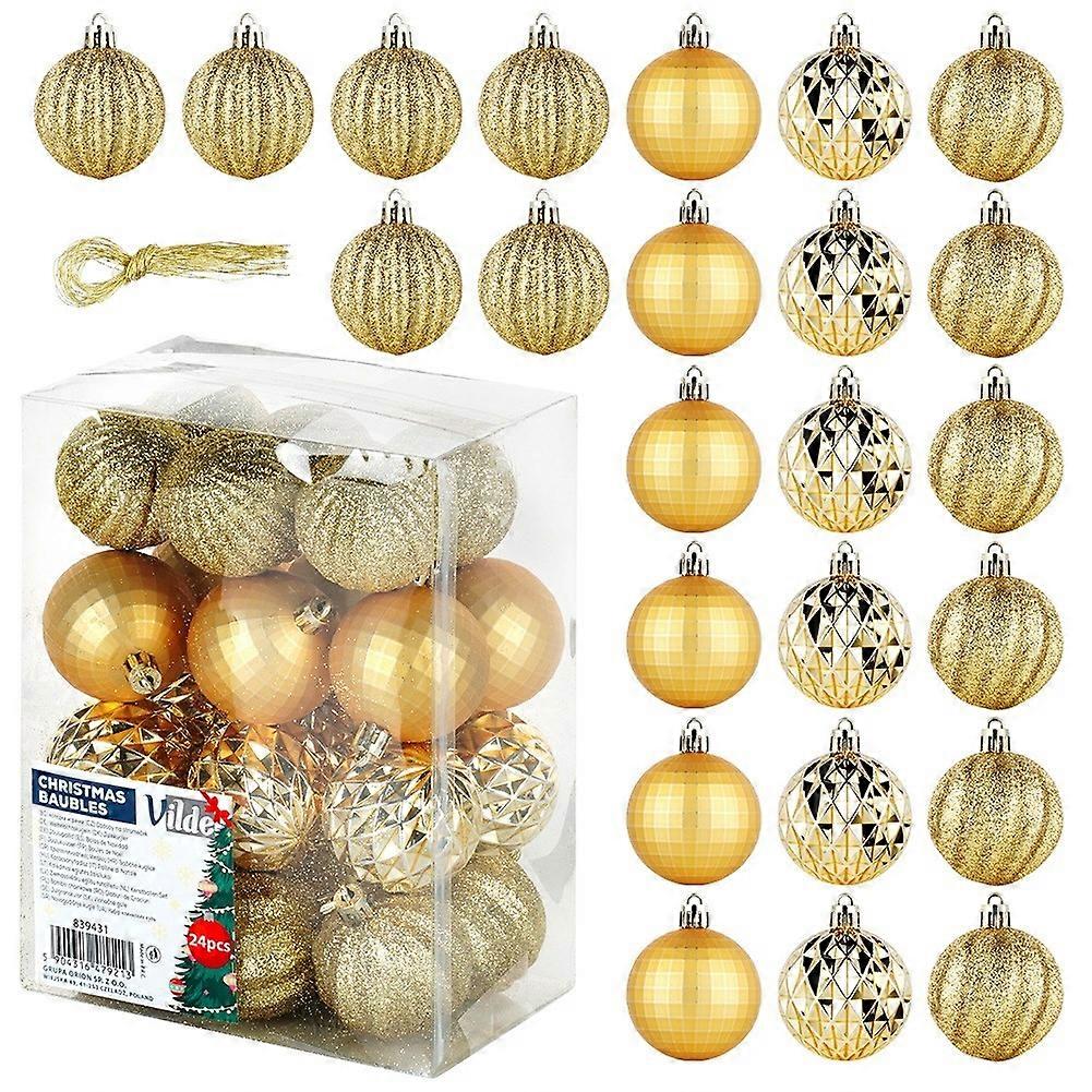 Explode-proof Christmas baubles gold 5 cm 24 pcs.