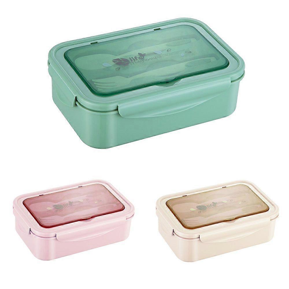 Lunch box with 3 compartments and spoon and fork 1400 ml, BPA-free lunch box, leak-proof, microwave and dishwasher safe
