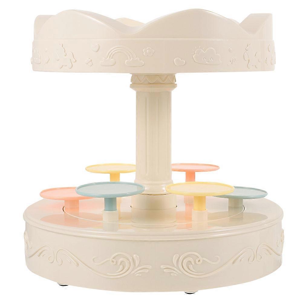 Rotating Cupcake Holder Carousel Dessert Table Cake Macaron Display Rack for Birthdays Beige 22.00X22.00X22.00CM with Music Playback 1Pack
