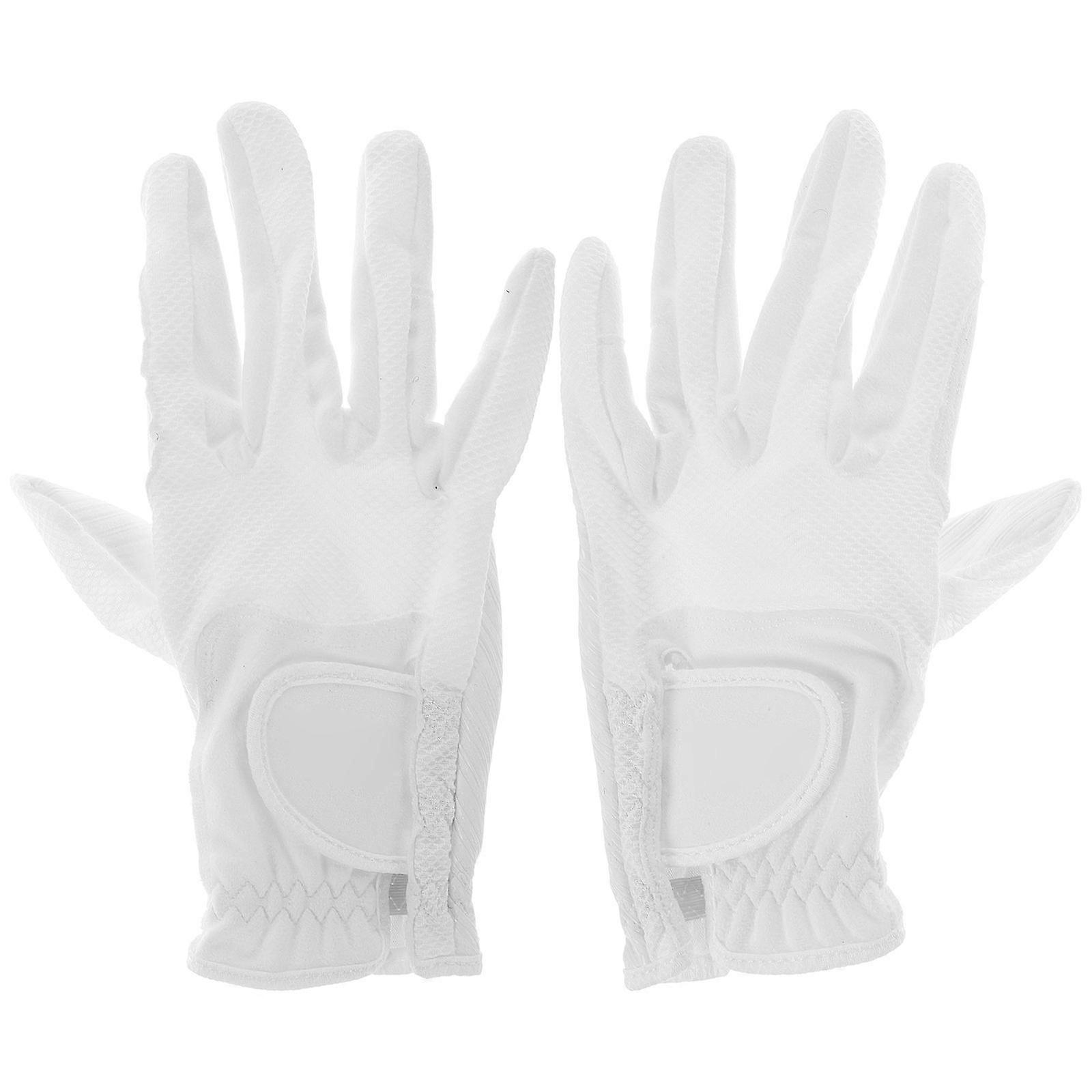 Gants d’équitation antidérapants Gants équestres Gants de randonnée Enthusiasts Blanc Respirant 2Pcs
