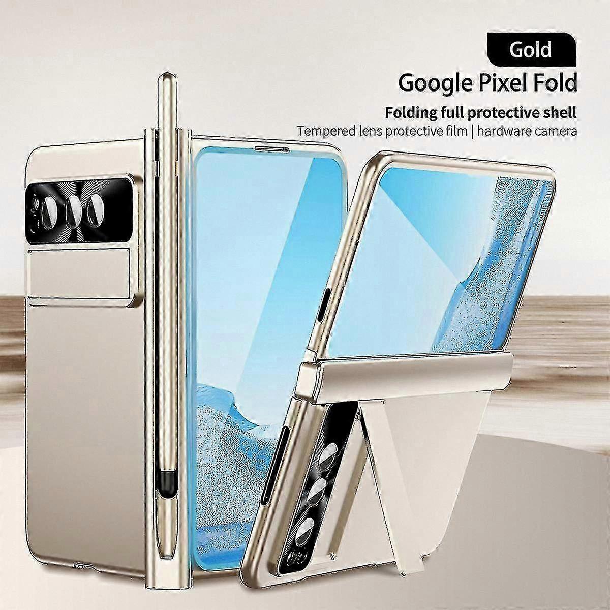 Shockproof Magnetic Case for Google Pixel Fold with Hinge Protection, Capacitive Pen Holder & Kickstand, Compatible with Pixel Fold Models