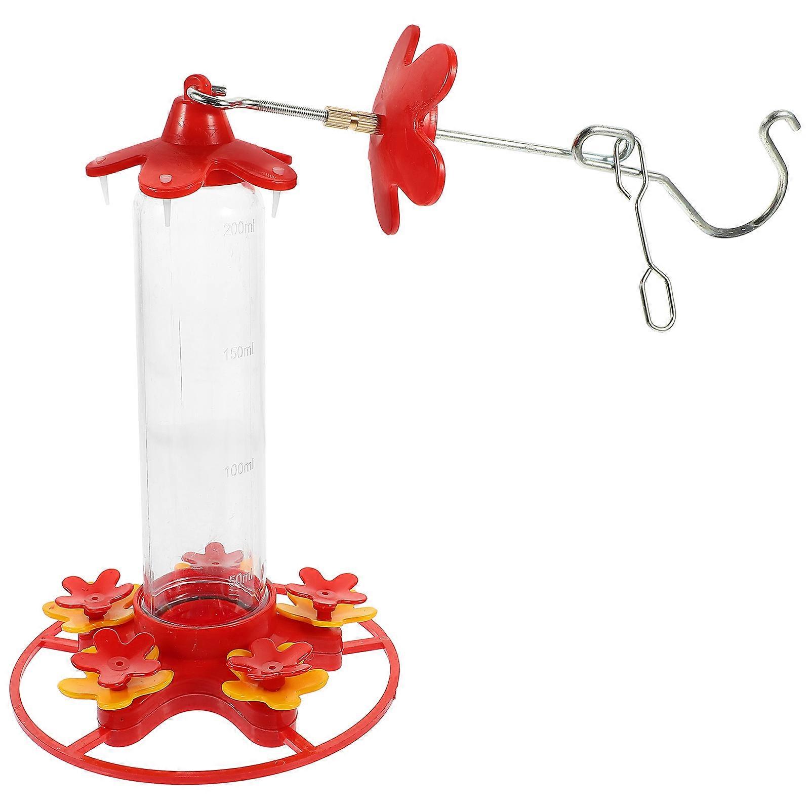 Parrot Water Feeder Cylindrical Bird Drinking Device for Outdoor Use Red Plastic 1Set