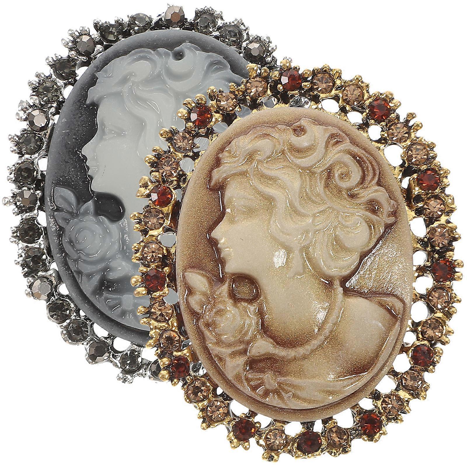 خمر حجر الراين بروش دبوس للحياة اليومية الذهب اللون الديكور للدعاوى 2 قطعة