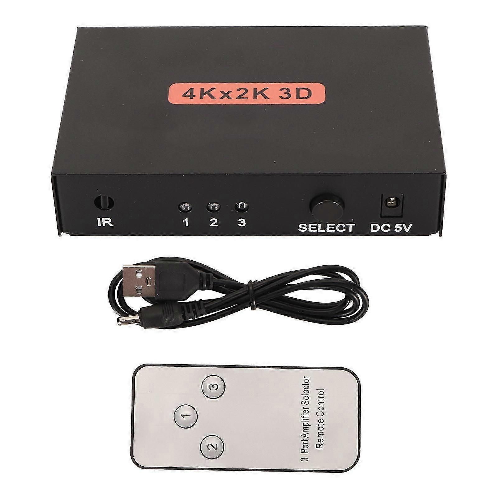 3 in 1 Out HD Multimedia Interface Switch 4K 30Hz Support HDCP 3D HD Switch Selector with Remote Control for PC Laptop HDTV