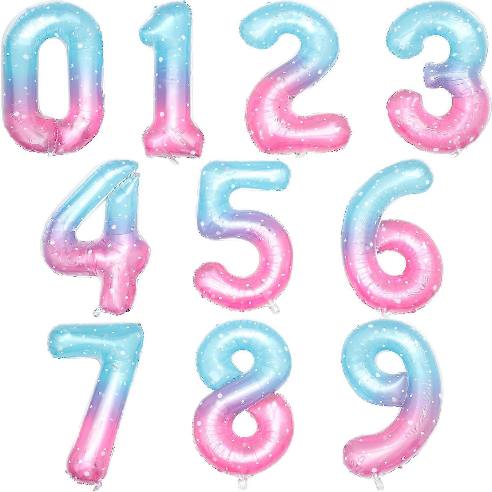 Number Balloons Decor Large Aluminum Foil Balloons Starlight Gradient 40 Inches Photo Prop 10Pcs