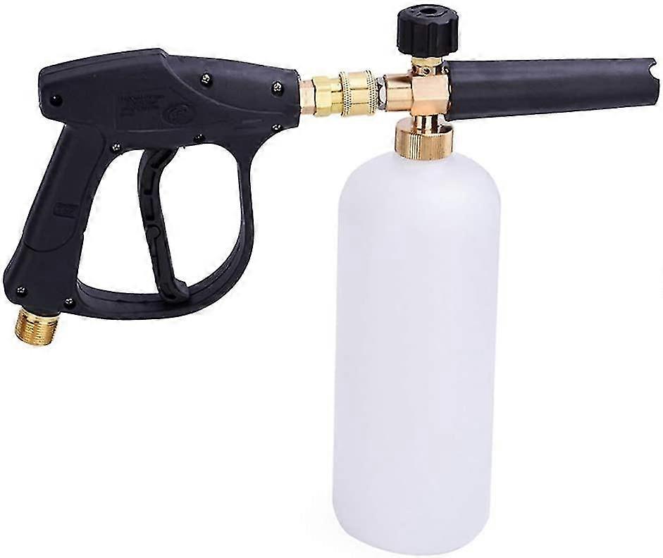 Foam Gun, 1/4 Foam Cannon Compatible with Pressure Washers for Car Cleaning, 1L Quick Release Foam Bottle with Adjustable Nozzle for Soap Di