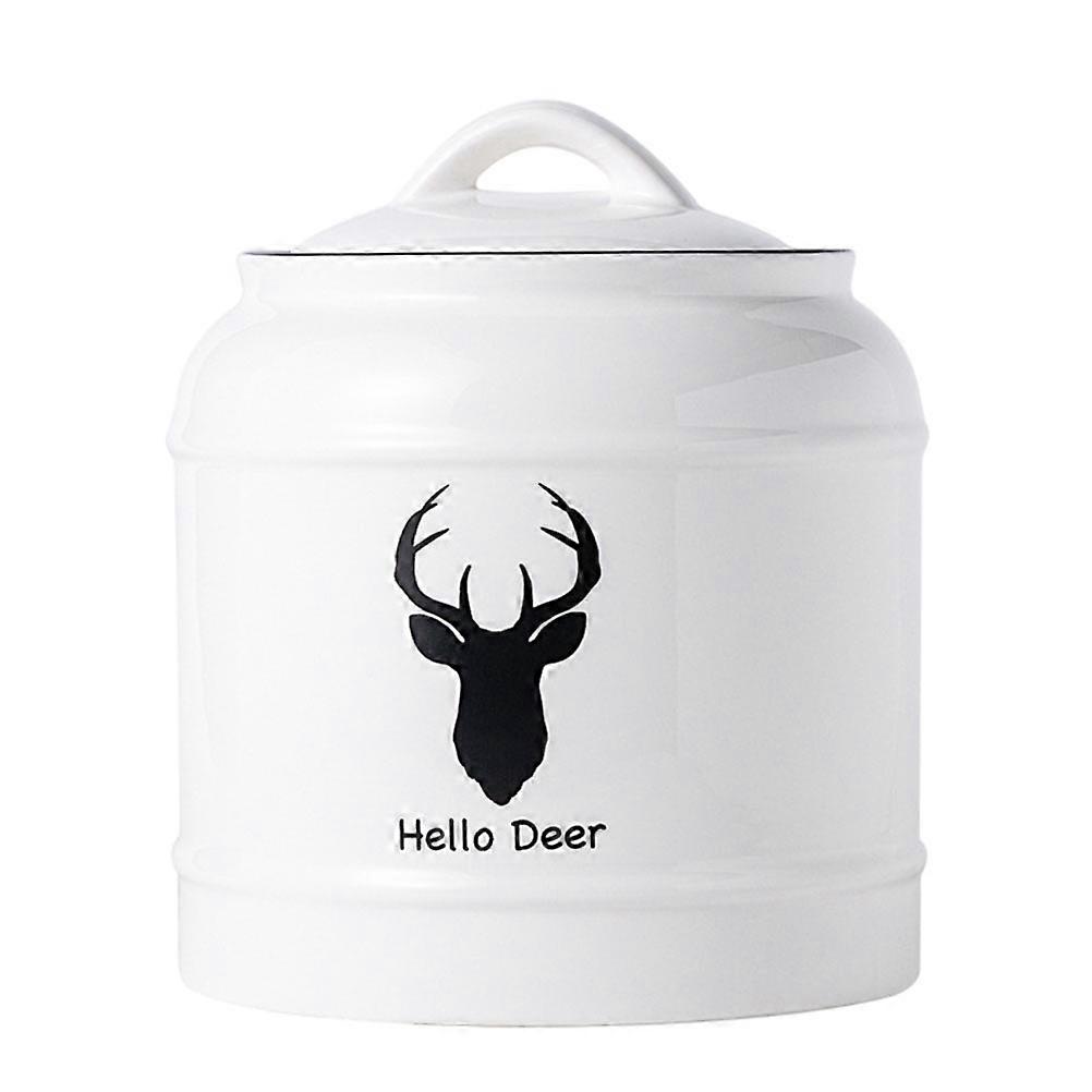 Ceramic Cookie Jar Round Shape Storage Container Material For Household Users Kitchen Organization 12.6x8.7cm 1Pcs