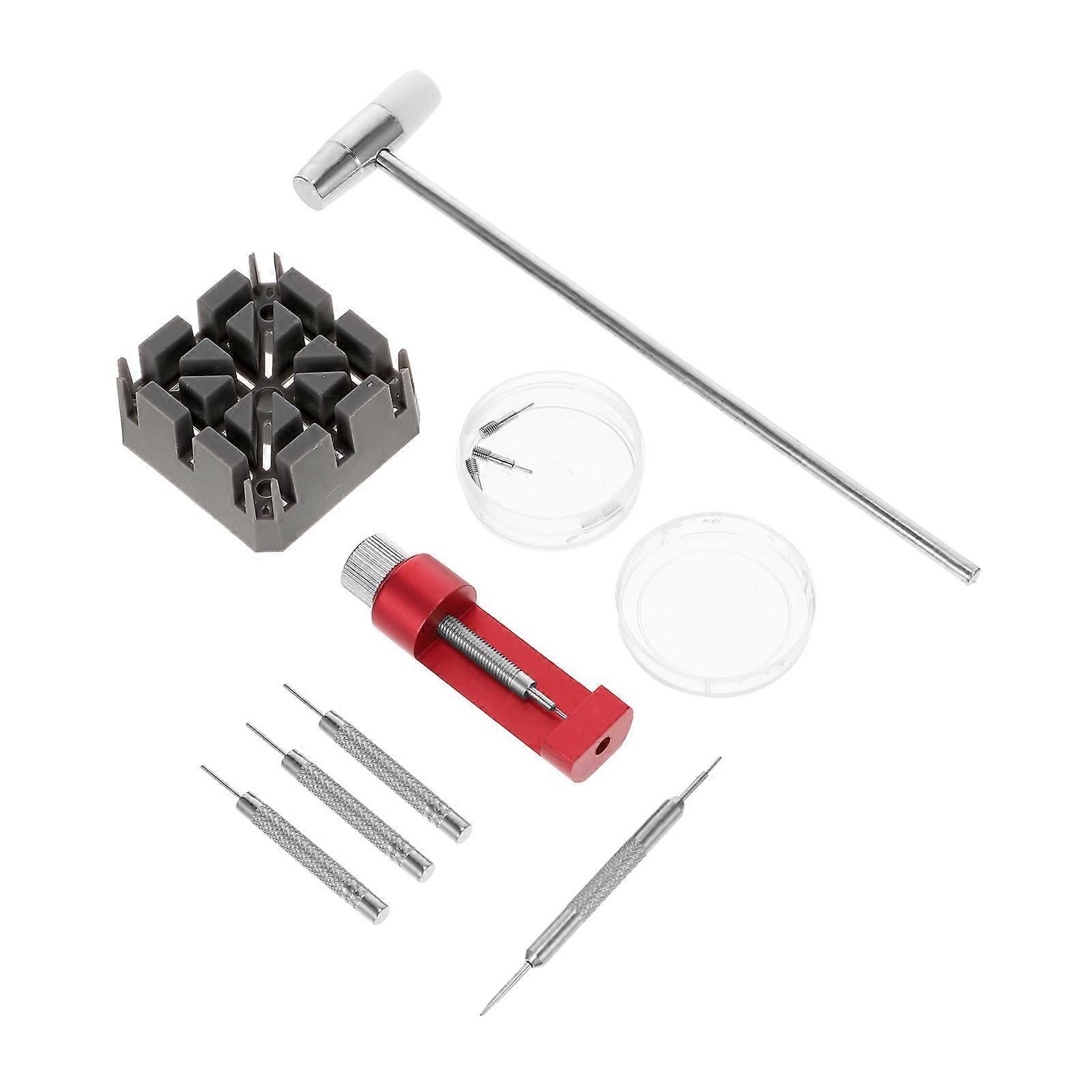 Metal Watch Link Removal Tool Kit with Hammer and Pin Punch for Strap Repair and Adjustment – Suitable for Professionals and DIY Use