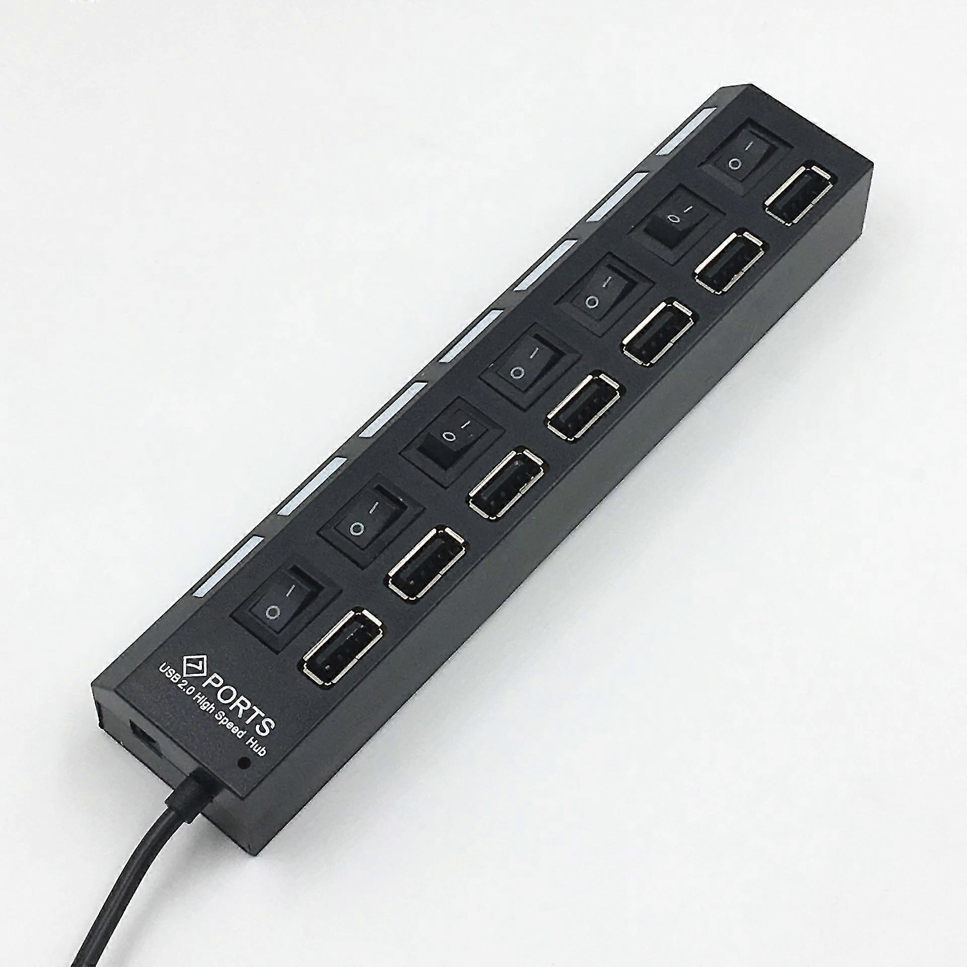 Pink Wave Point 7 Port Hub Splitter and Expander Compatible with Various Systems Including Windows, Linux, and Macbook