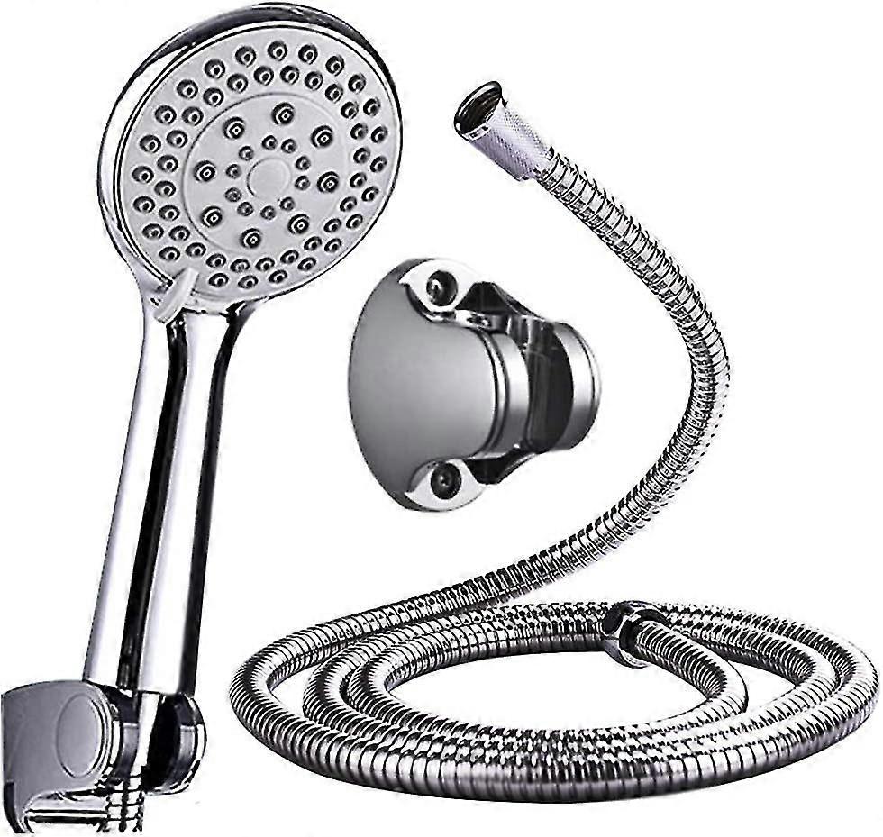 Universal Shower Head with 5 Modes + 1.5m Flexible Stainless Steel Hose, Anti Limescale Filter for Bathroom