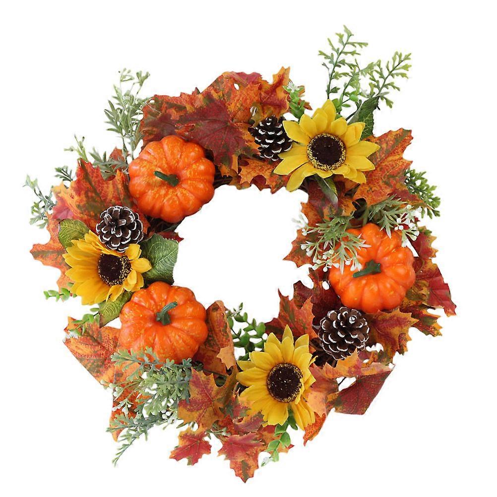 Artificial Pumpkin Wreath for Thanksgiving and Halloween – Festive Front Door and Home Decoration with Realistic Craftsmanship, Easy Installation