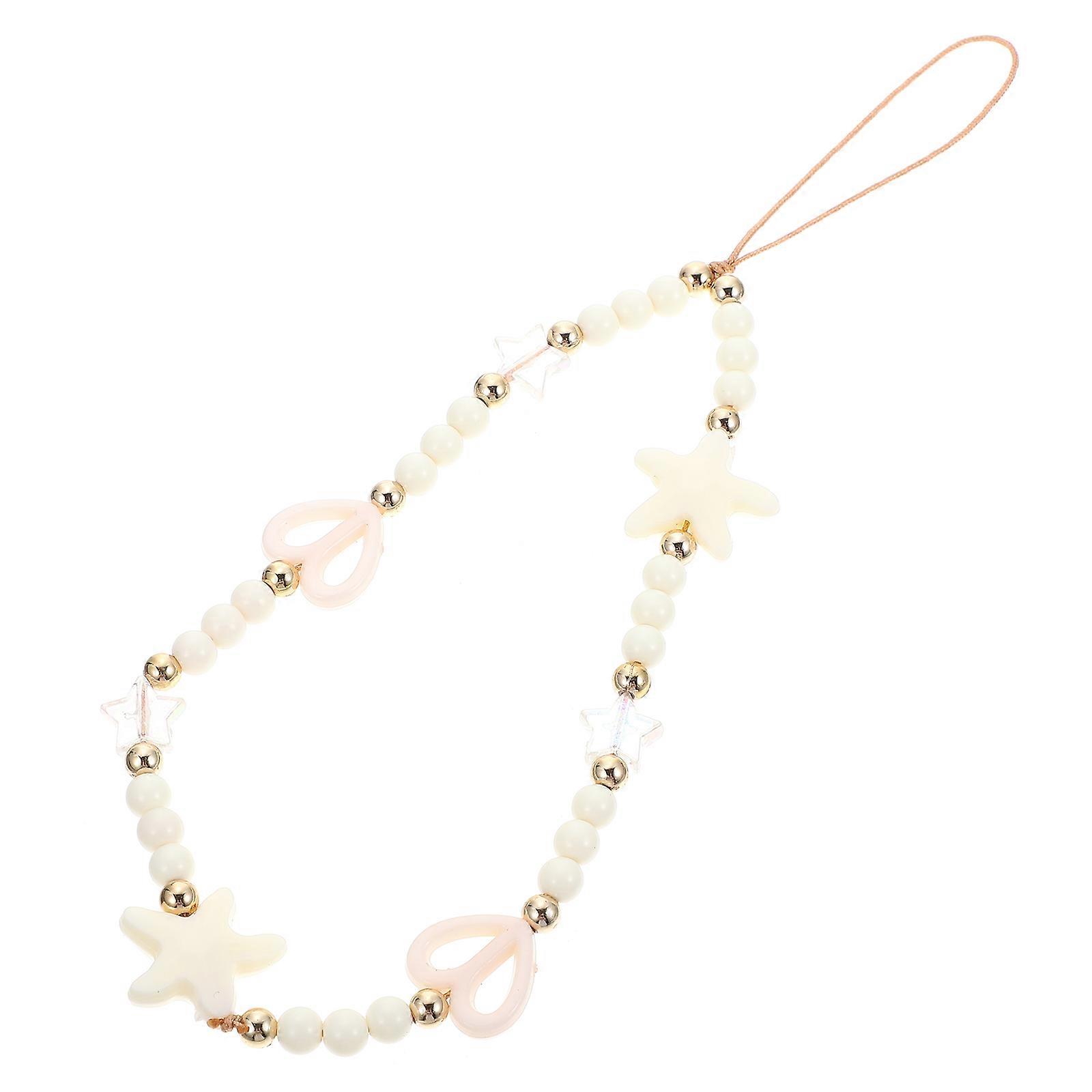 Lightweight Mobile Phone Lanyard with Heart Beads and Star Design, Wrist Strap for Easy Attachment to Phone Cases – Ideal for Shopping, Hiking, and