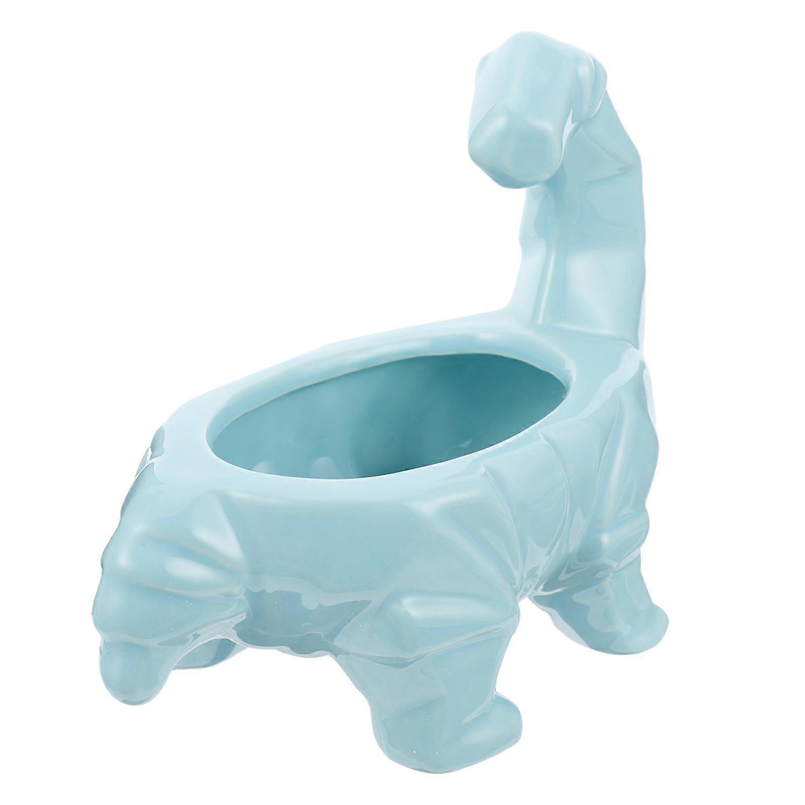 Creative Succulent Pots Dinosaur Ceramic Planter Desk Decor 14X16CM Blue 1Set