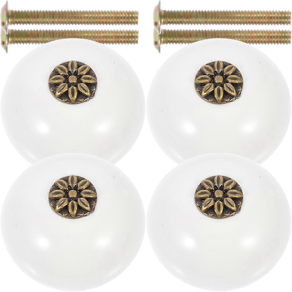 Simple Ceramic Cabinet Doorknobs with Zinc Alloy Material for Home Use Durable and Safe 4 Pieces
