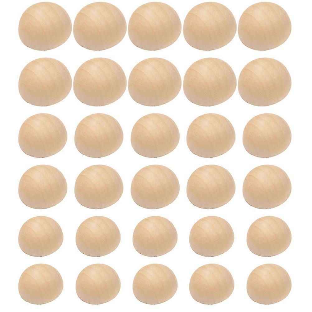300Pcs Half Round Wooden Balls Natural Beads for Crafting Projects Supplies