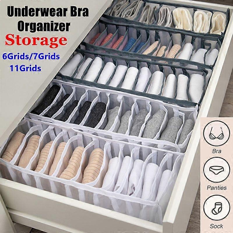 Dormitory Closet Organizer for Socks Home Separated Underwear Storage Box 11 Grids/7 Grids/6 Grids Bra Organizer Foldable Drawer Organizer