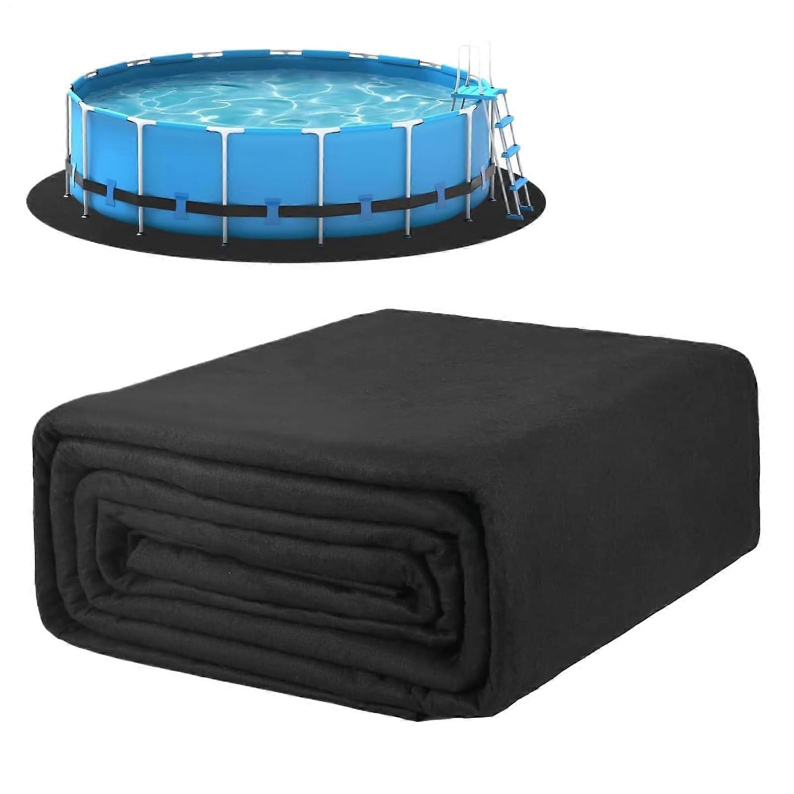 Round Pool Liner Pad, Pool Ground Cloth for Pools, Protective Mat, AntiPuncture Pool Cushion, Foldable Pool Accessory, Black, Diameter 3.05 meters