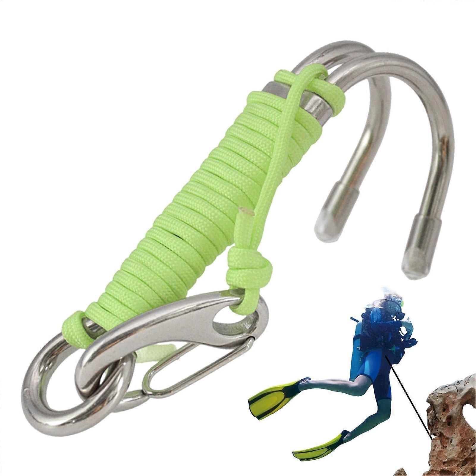 Double Rib Hook Cliff Hook Double Hook Safety Gear for Caving and Diving Activities, Hellgrün Color