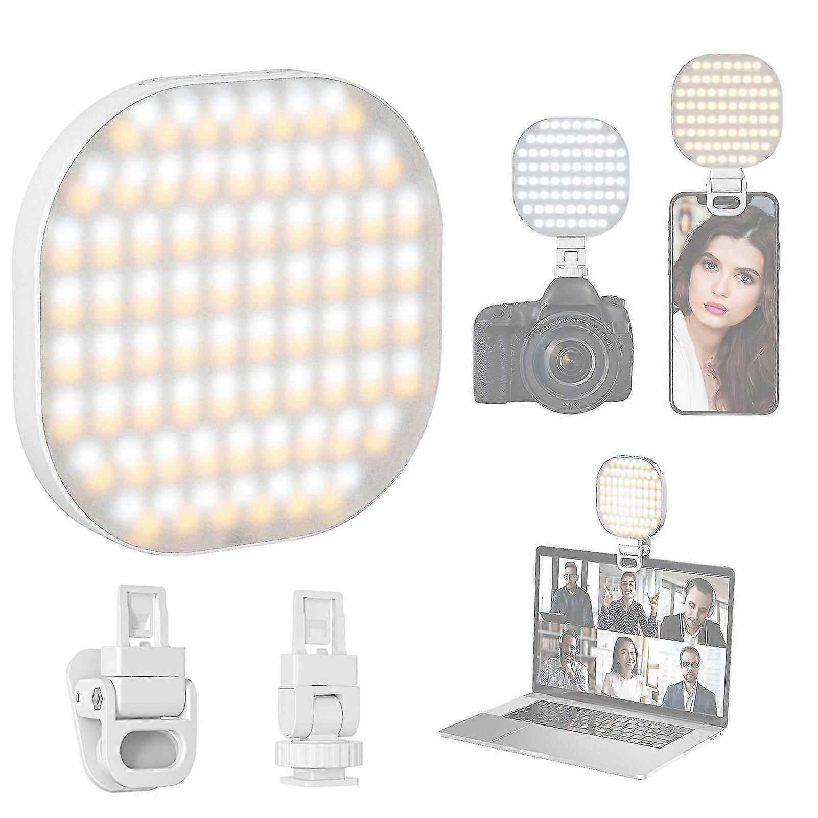 Rounded LED Video Light Video Conference Light for Computer Tablet Mobile Phone DSLR Camera LED Fill Light 3000K-6500K Dimmable   Built-in Battery wi