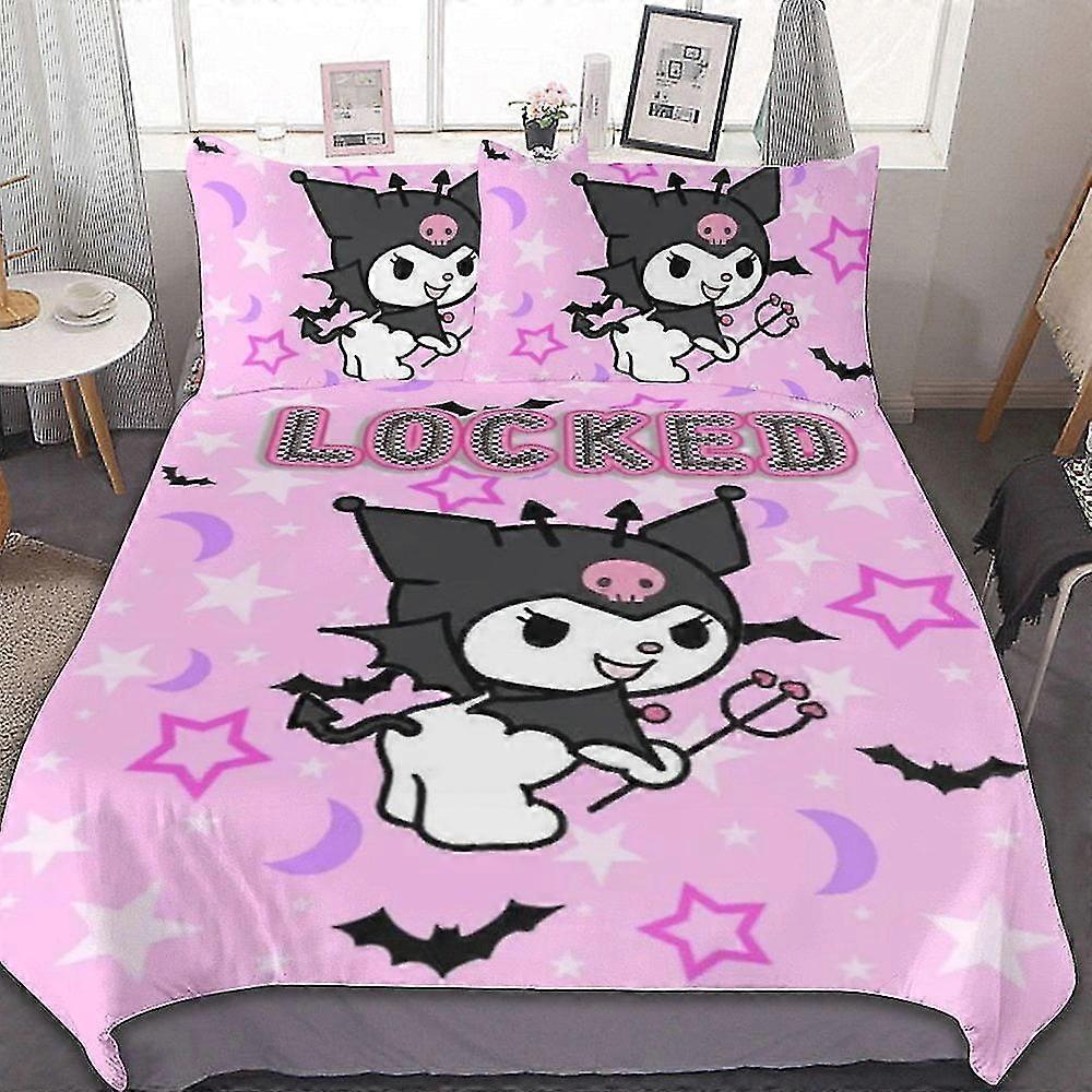 Conjuntos de Cama de Desenho Animado Fofos com Impressão 3D, Decoração de Quarto Leve, 1 Capa de Edredom e 2 Travesseiros para Crianças, 8670