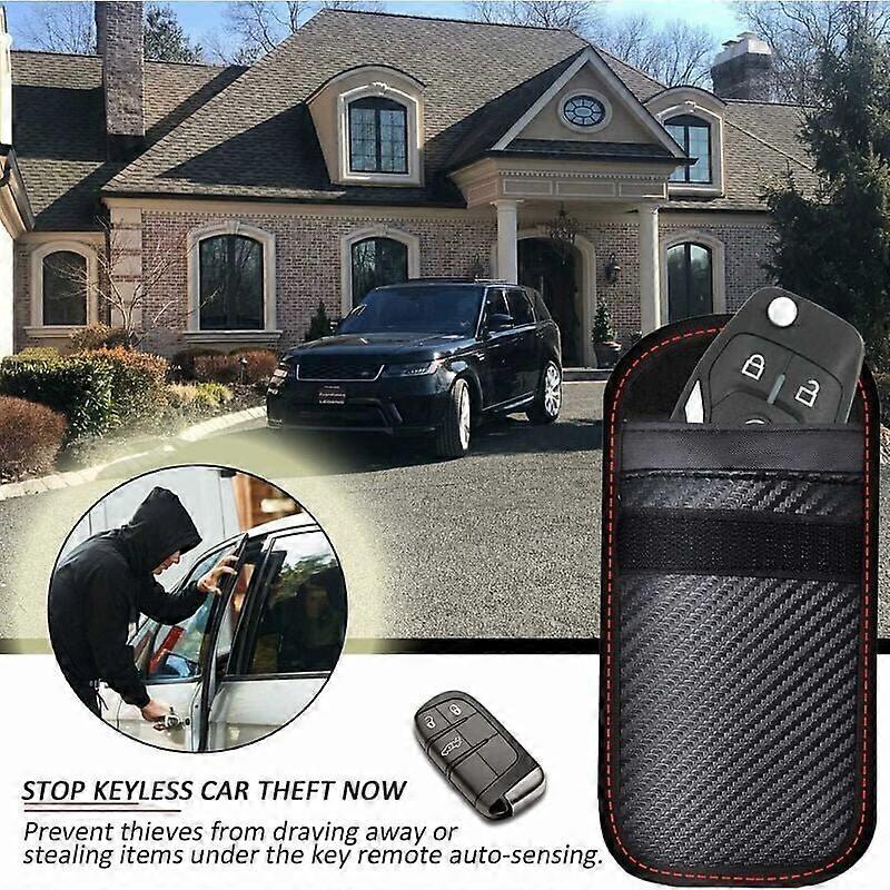 Anti-RFID Car Key Bag, 2-Pack Carbon Fiber Signal Blocking Faraday Bag