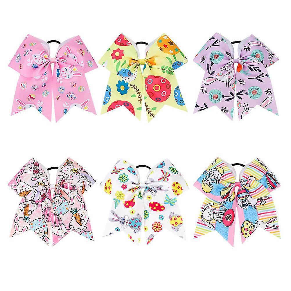 Mixed Style Hair Ties Easter Themed Printing Assorted Color 12x8x0.5cm 6Pcs