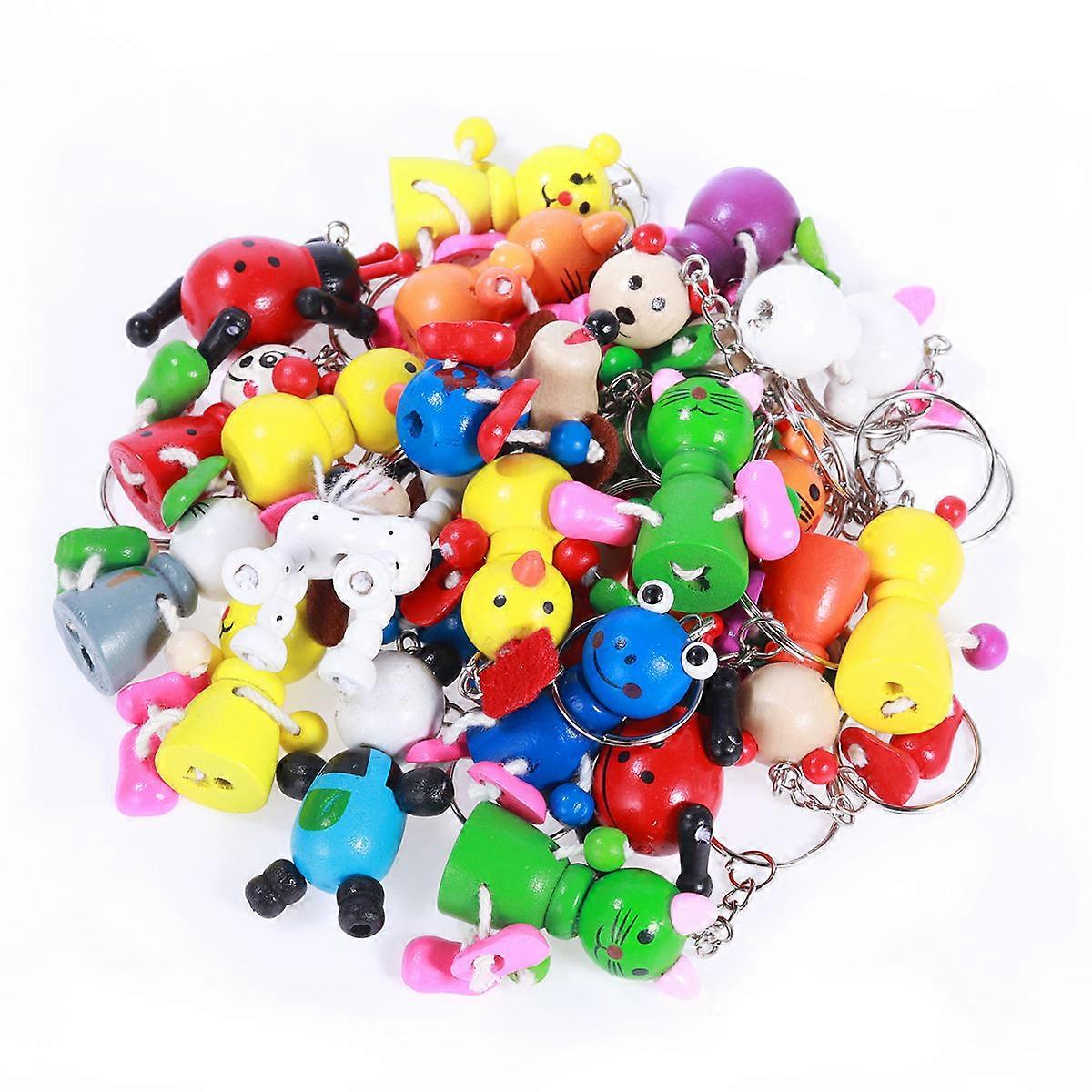 Backpack Keychain Wooden Key Chain Rings Handbag Keys Wallet Mobile Phone 4.1x0.8x0.8in Key Organizer 24Pcs