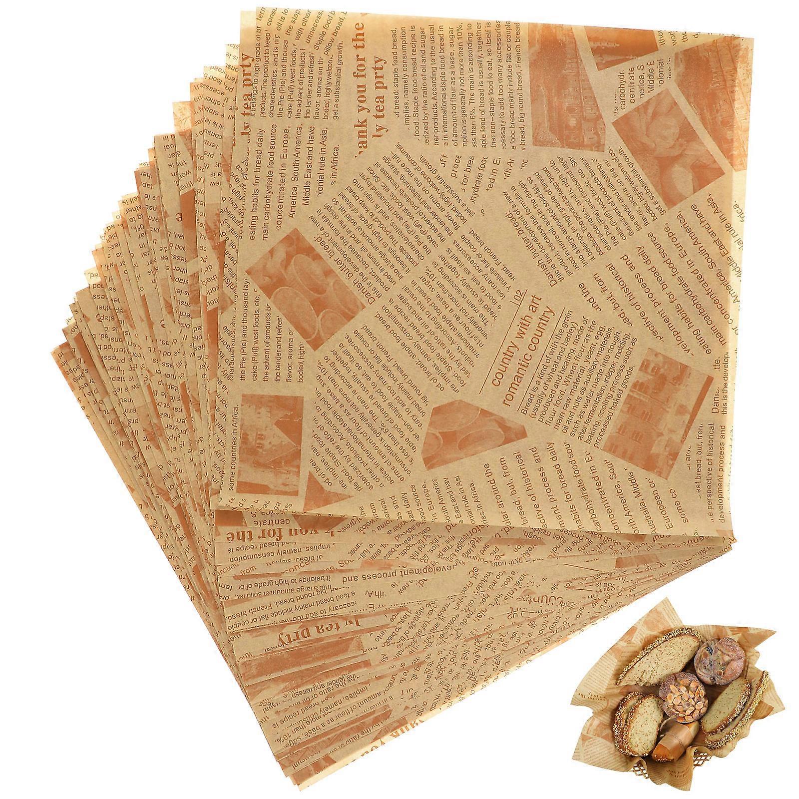 100pcs Oil Resistant Food Wraps, Retro Newspaper Design, Non Stick Baking and Serving Paper for Burgers, Fries, Fried Chicken