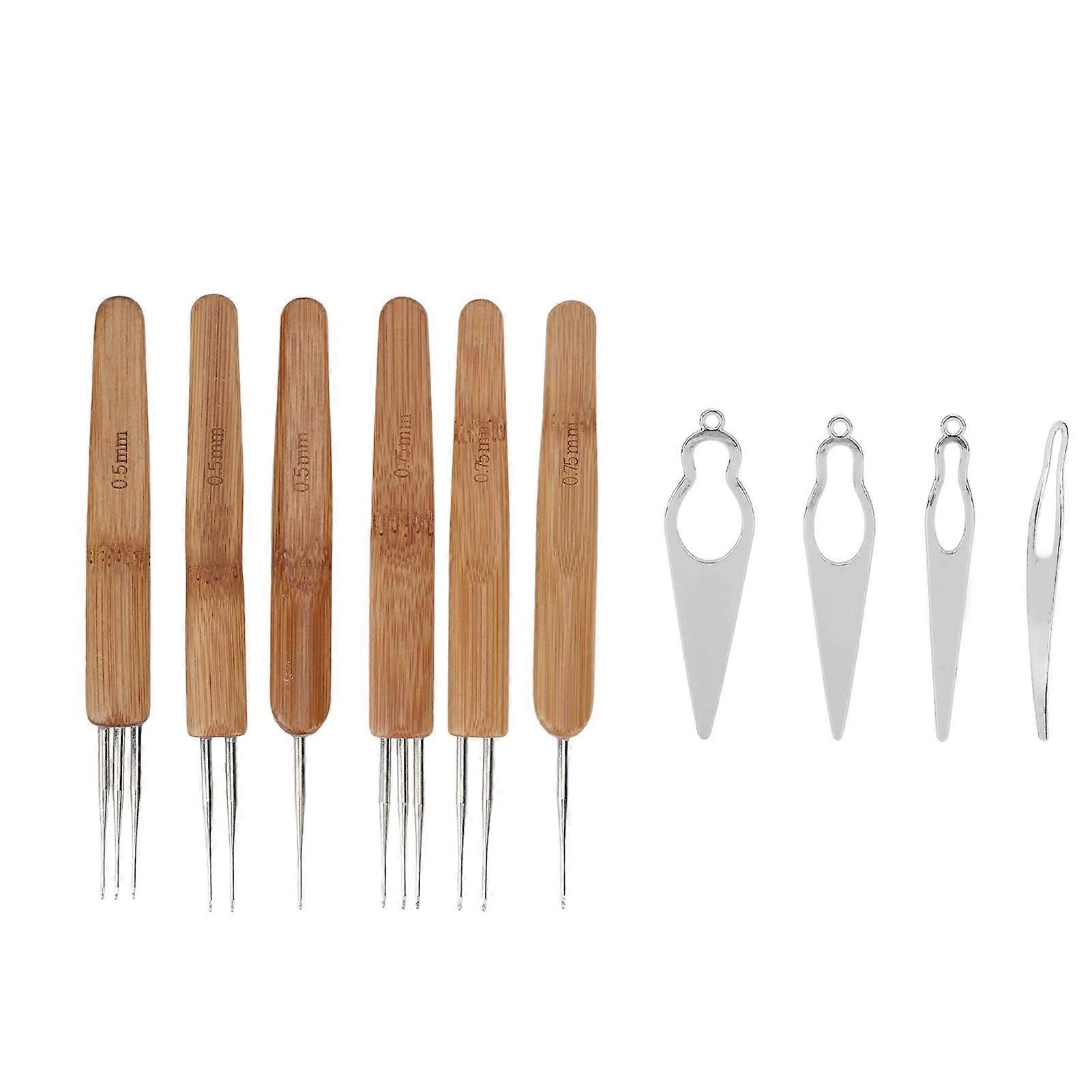 10pcs Dreadlocks Tool Set Alloy Bamboo Crochet Hook Dreadlocks Needles Kit for Hair Styling