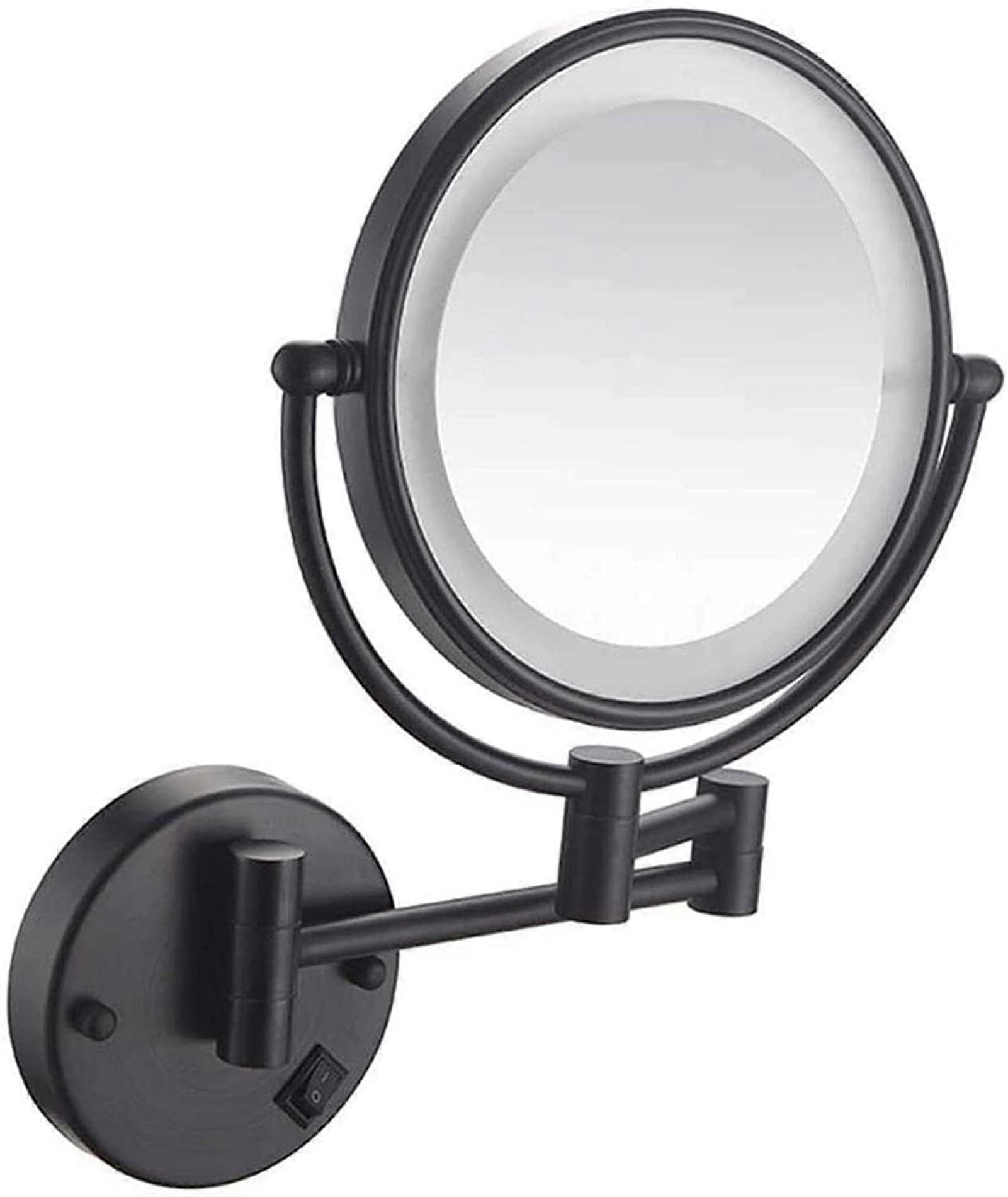 Wallmounted makeup mirror, bathroom mirror with 5x magnification, round makeup mirror with 360degree rotation for makeup, rechargeable via USB.
