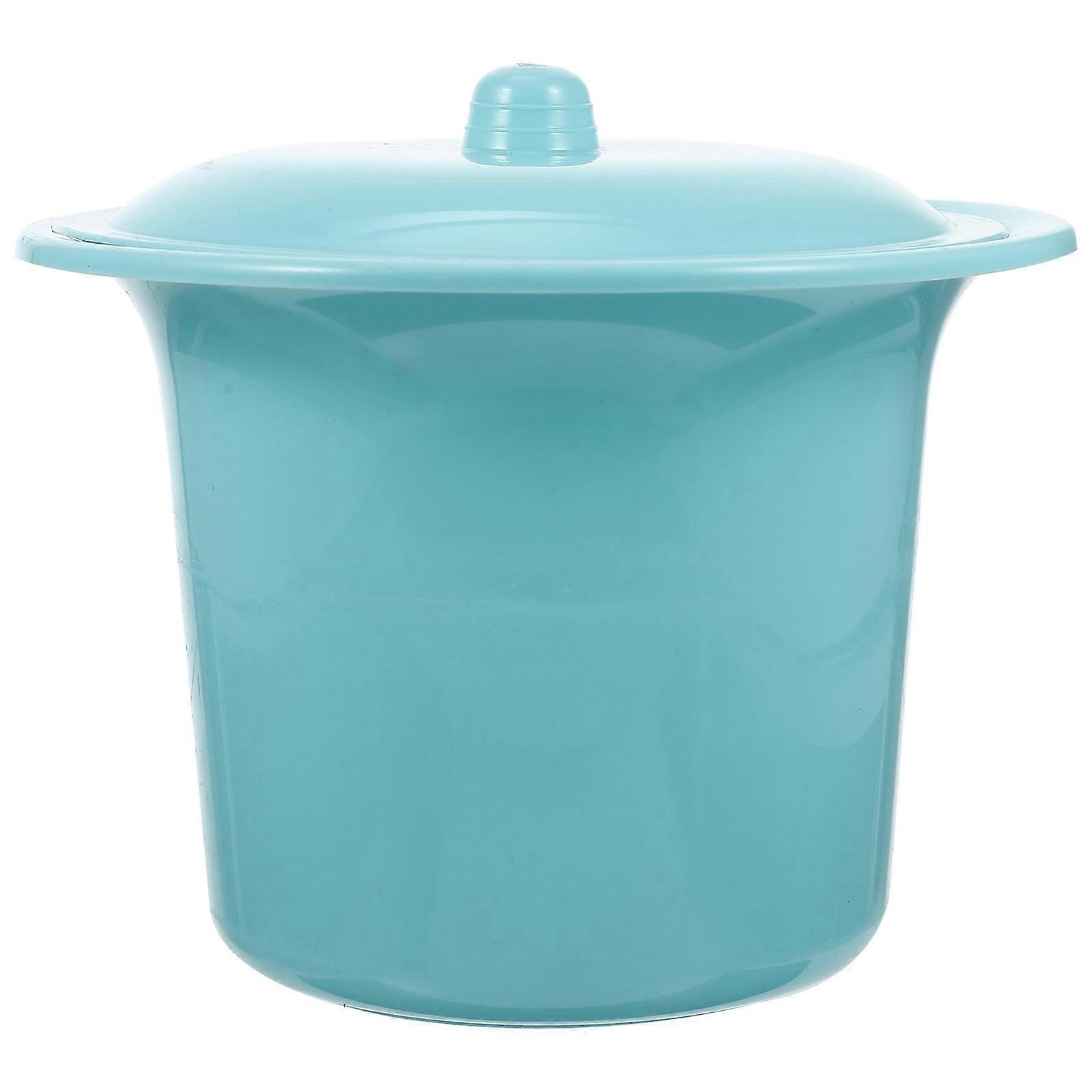Chamber Pot with Lid Thick Chamber Pot Multi-Function Urinal Pot for Family Use Home Use Blue 23X23X20CM Simple Design 1Pack