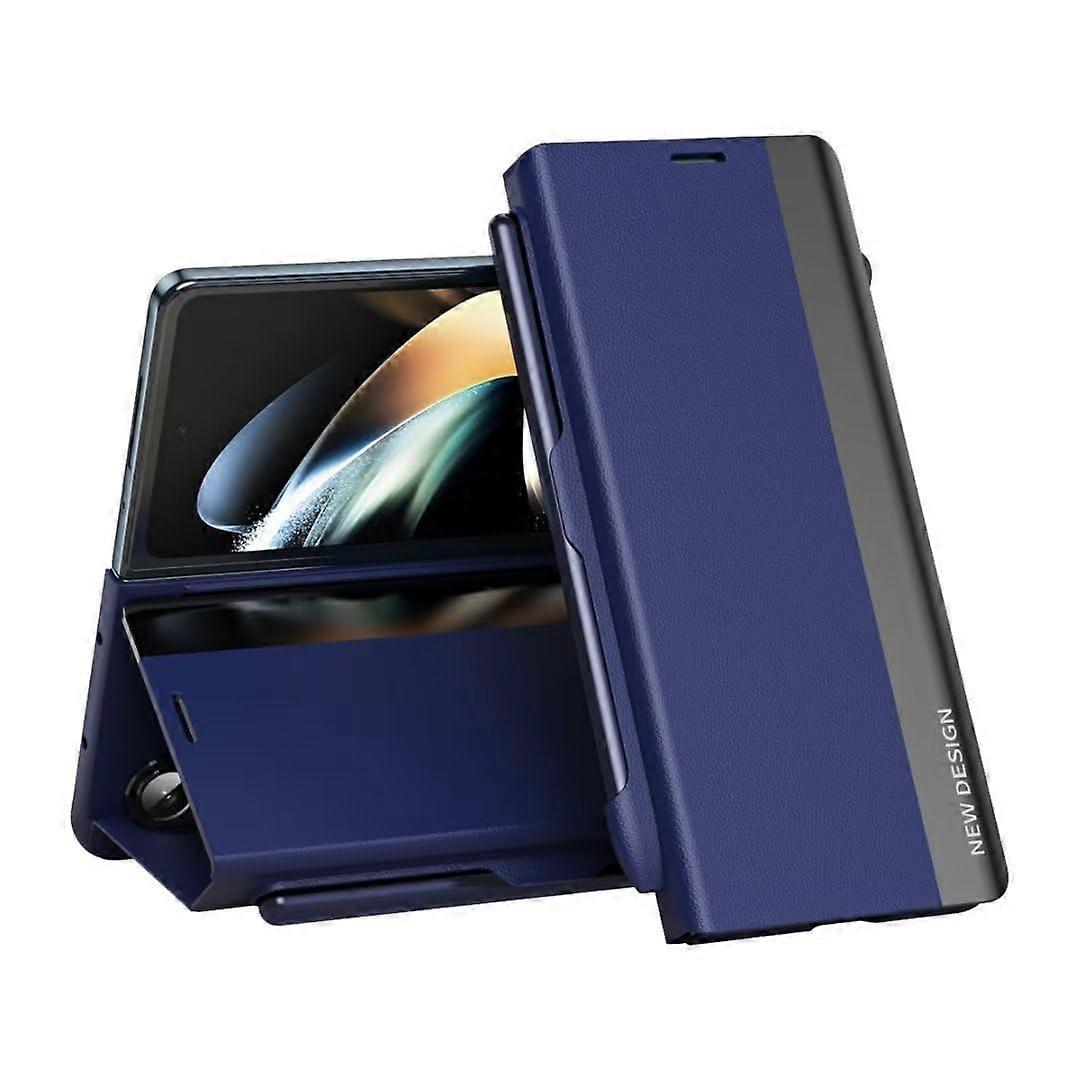 Mobile Phone Case For Samsung Galaxy Z Fold 5 Flip Mirror Case With Stand S Pen Slot Hard PC Shockproof Blue
