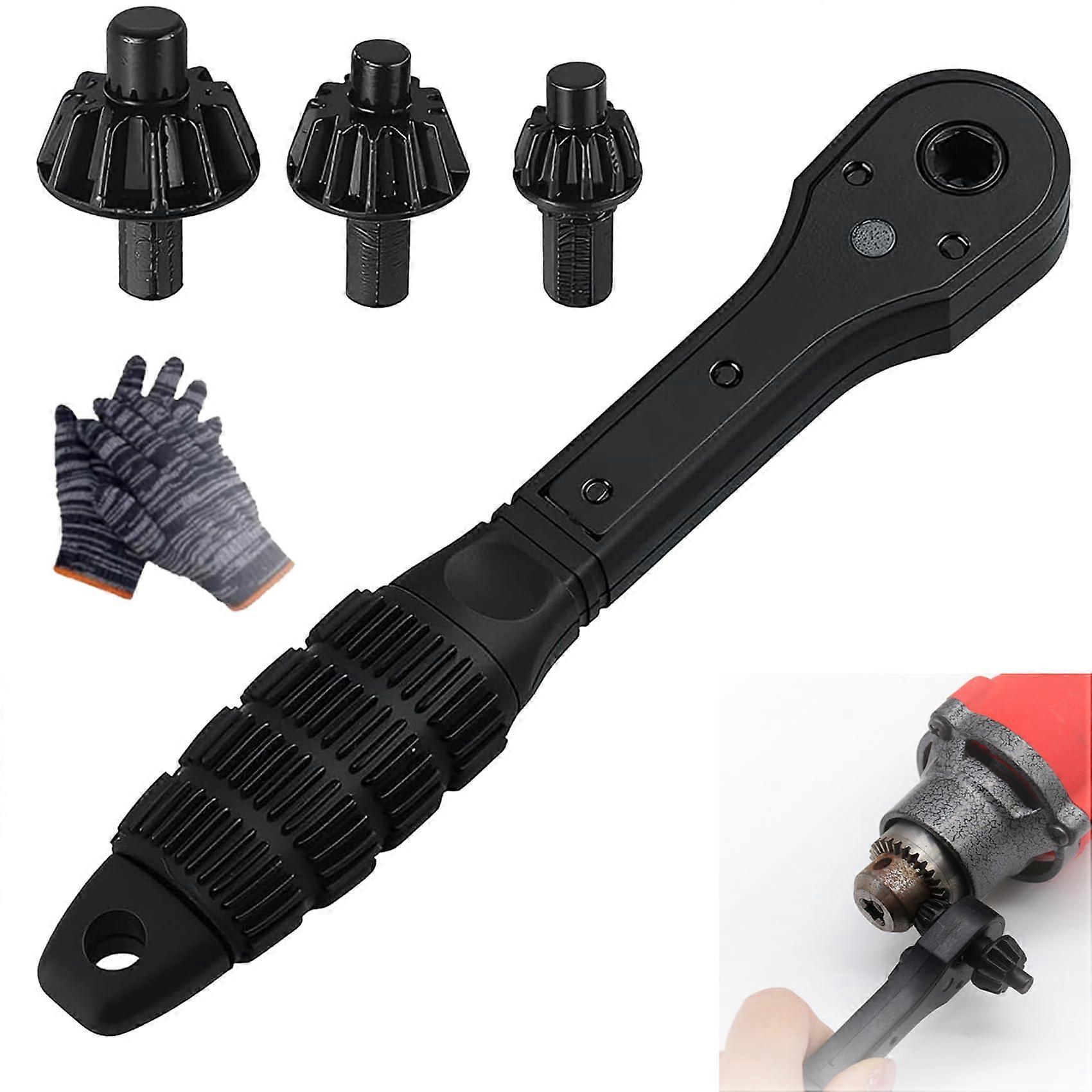 Drill Chuck Ratchet Wrench Set, Universal Double-Ended Ratchet Key, Non-Slip Handle for Electric Drills and Power Tools