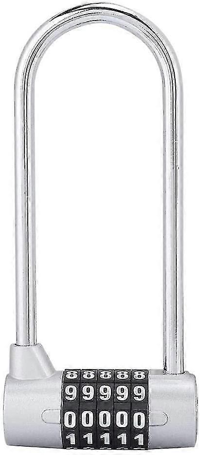 U Shaped Security Code Combination Zinc Alloy Padlock U Shaped Combination Padlock(Silver)