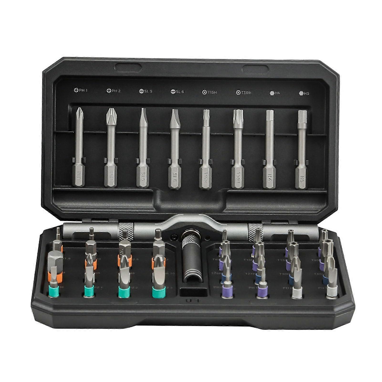 42in1 Ratchet Screwdriver Set, Magnetic Ratchet Screwdriver with Removable Handle, ColorCoded Bits, Portable Compact Tool Kit for Furniture